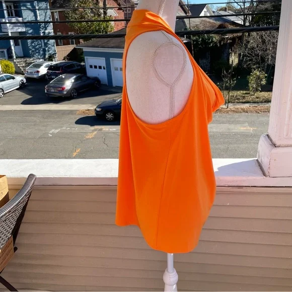 Express Orange Draped Cowl Neck Racerback Tank Top Size L (NWT) - Picture 4 of 7